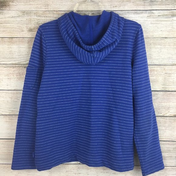 VTG Liz Claiborne Hoodie Blue Silver Metallic Striped Full Zip Women's M - Picture 6 of 13